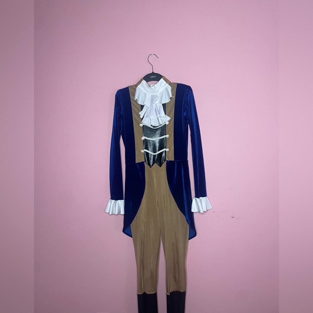 Women’s blue and white proper dance costume. Revolution dancewear